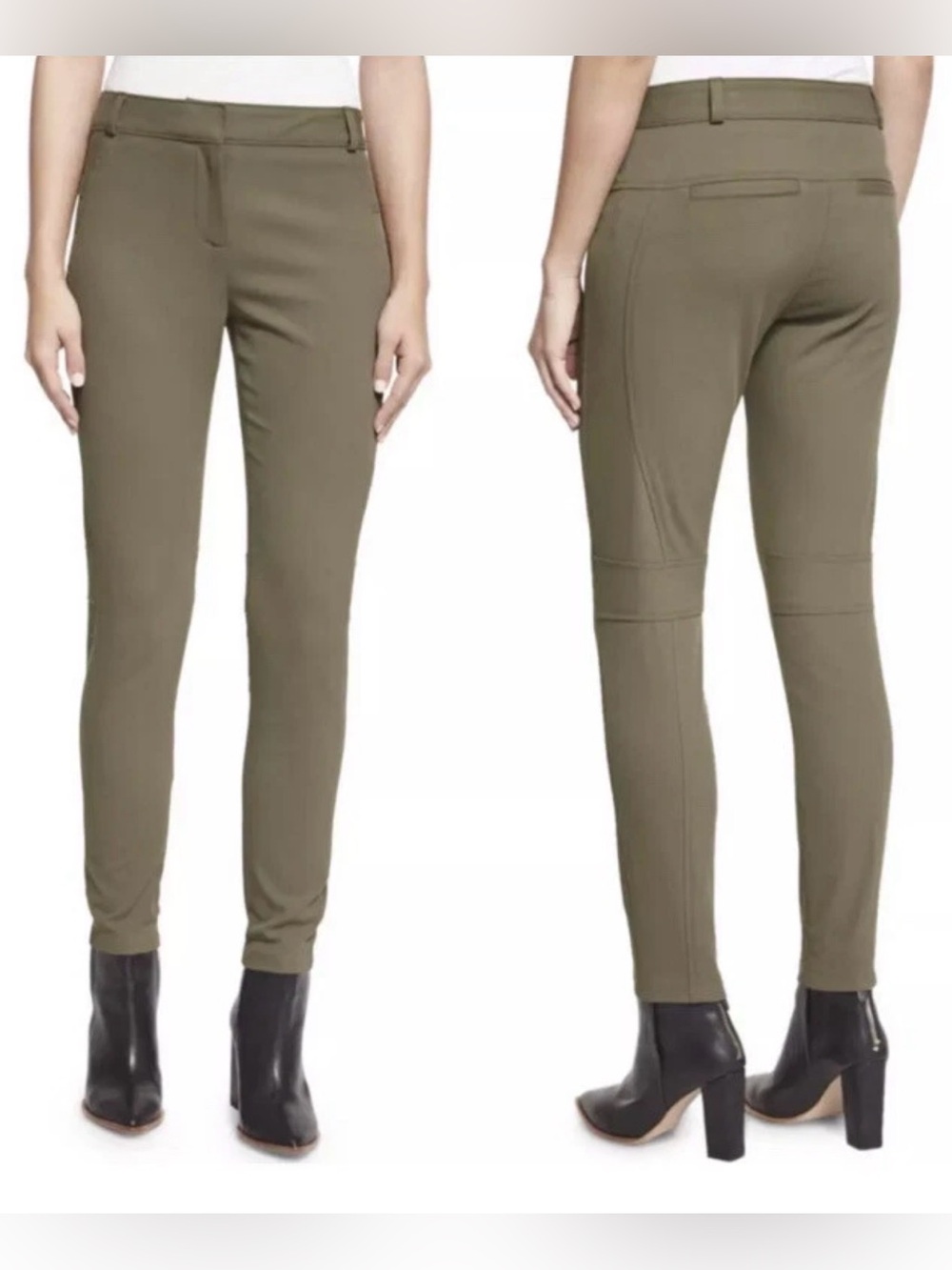 Veronica Beard Blossom Skinny Biker Pants Army Green Size 8